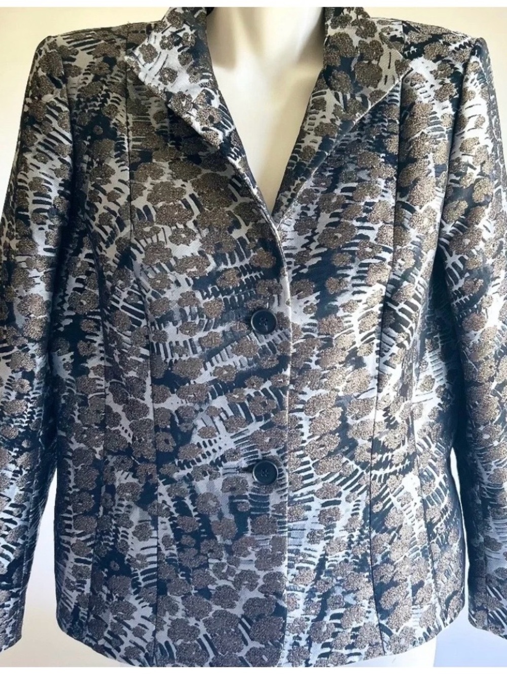 Lafayette Grey Black Cream Polyester Blazer size 14